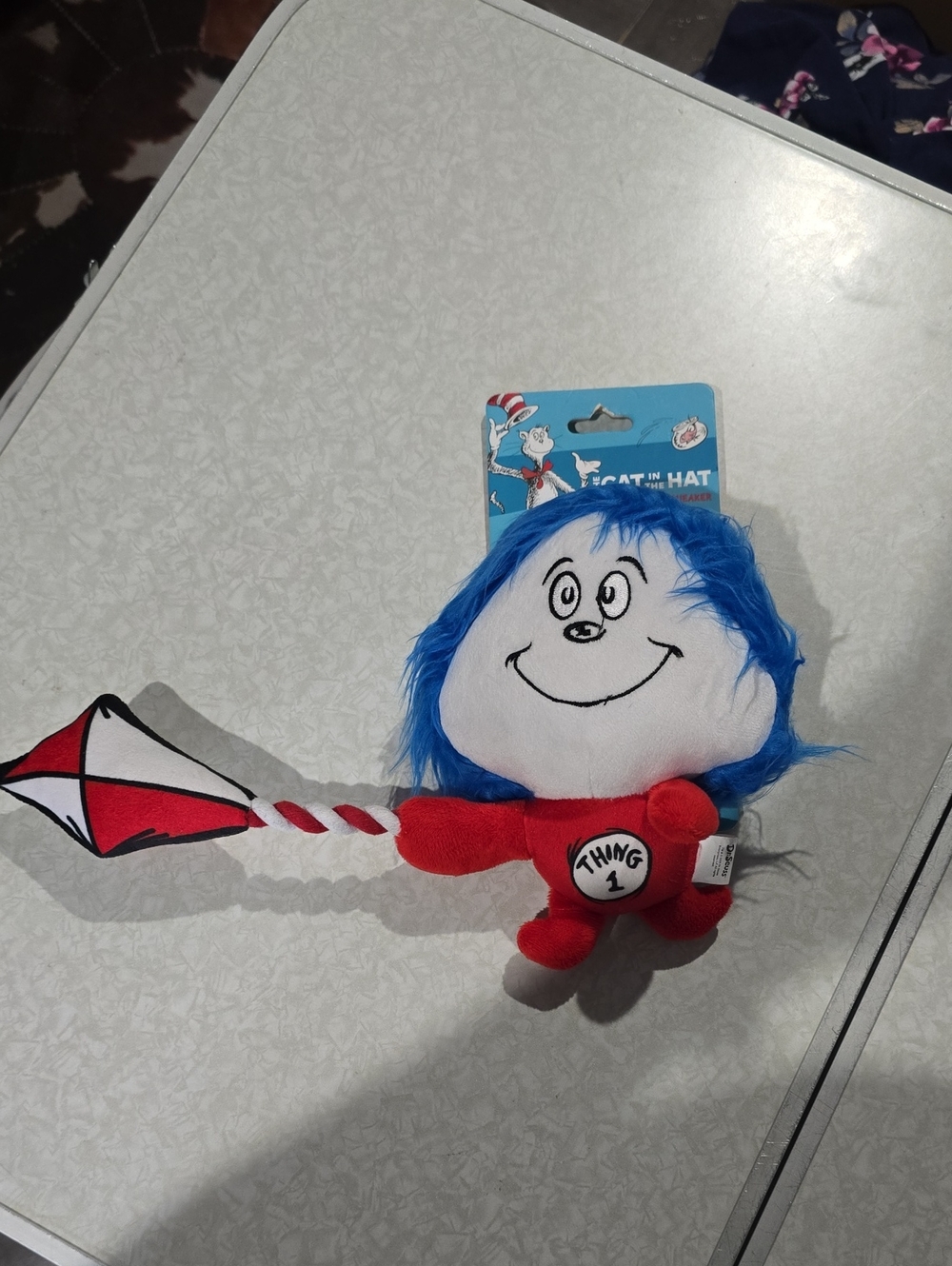 Thing 1 Plush Dog Tug Toy - Blue &‎ Red NWT